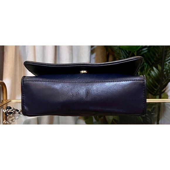 ✺ AUTHENTIC TORY BURCH NAVY BLUE QUILTED LEATHER FLEMING/ALEXA HANDBAG - Picture 7 of 11